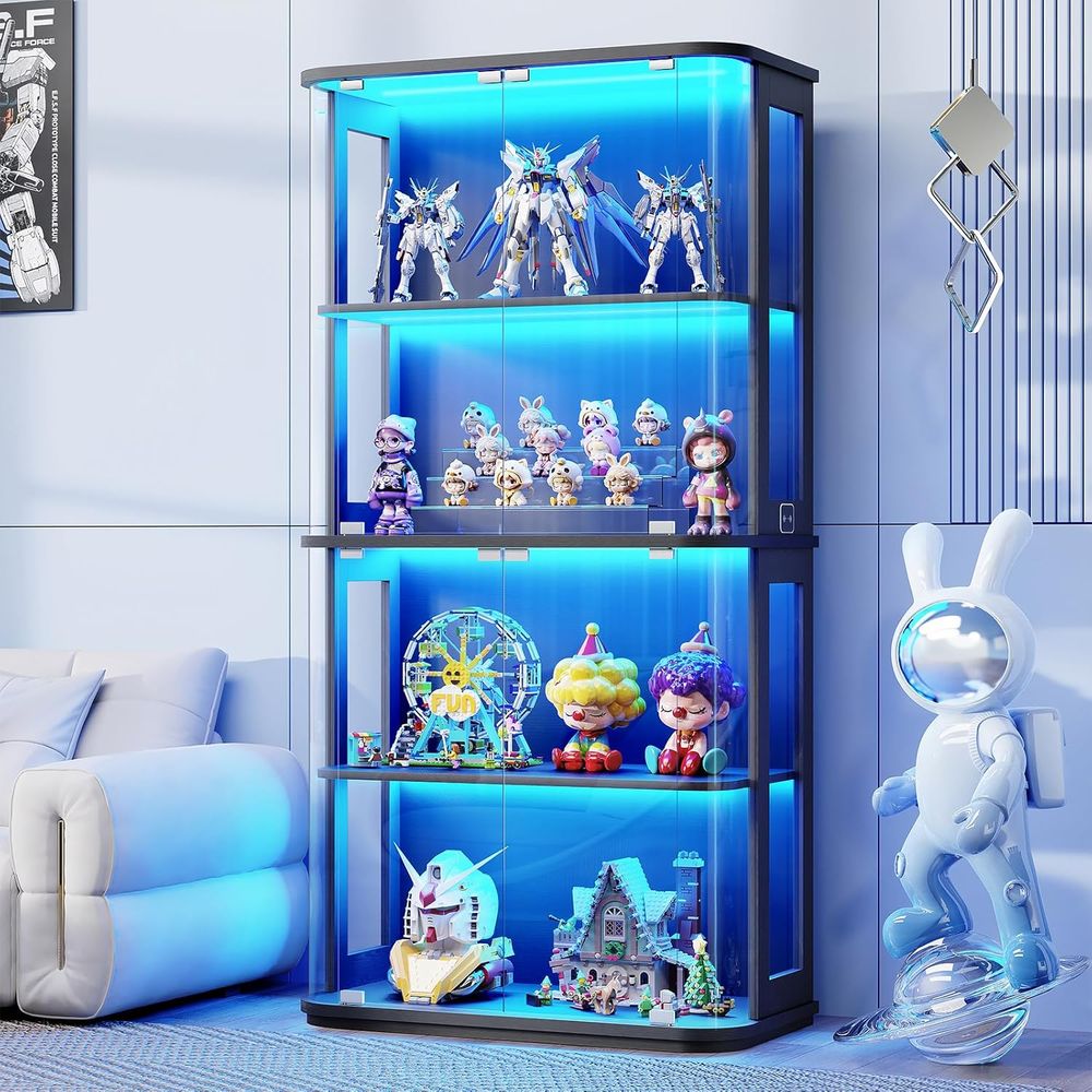 Glass Cabinet Display - Vitrina Redonda con Puerta de Vidrio,