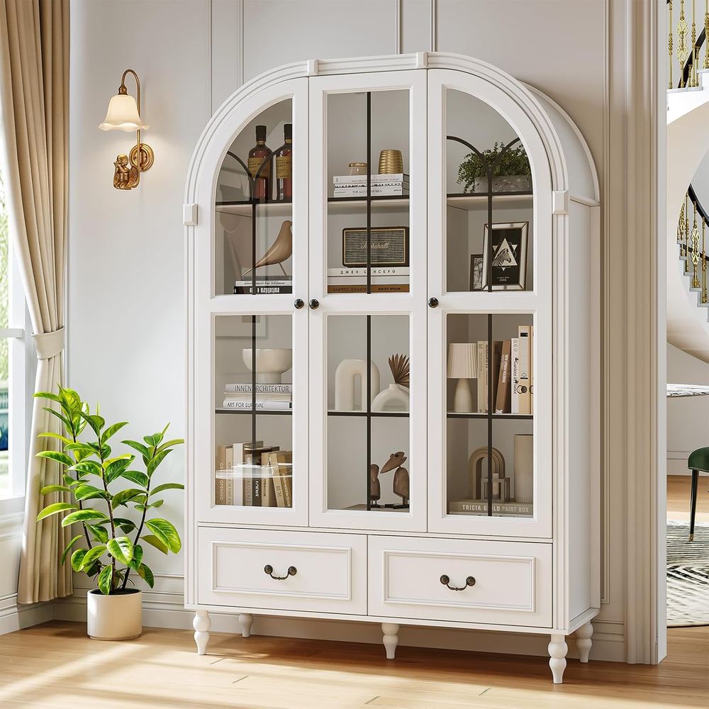 Glass Cabinet Display - Armario de cocina arqueado de 70.8''