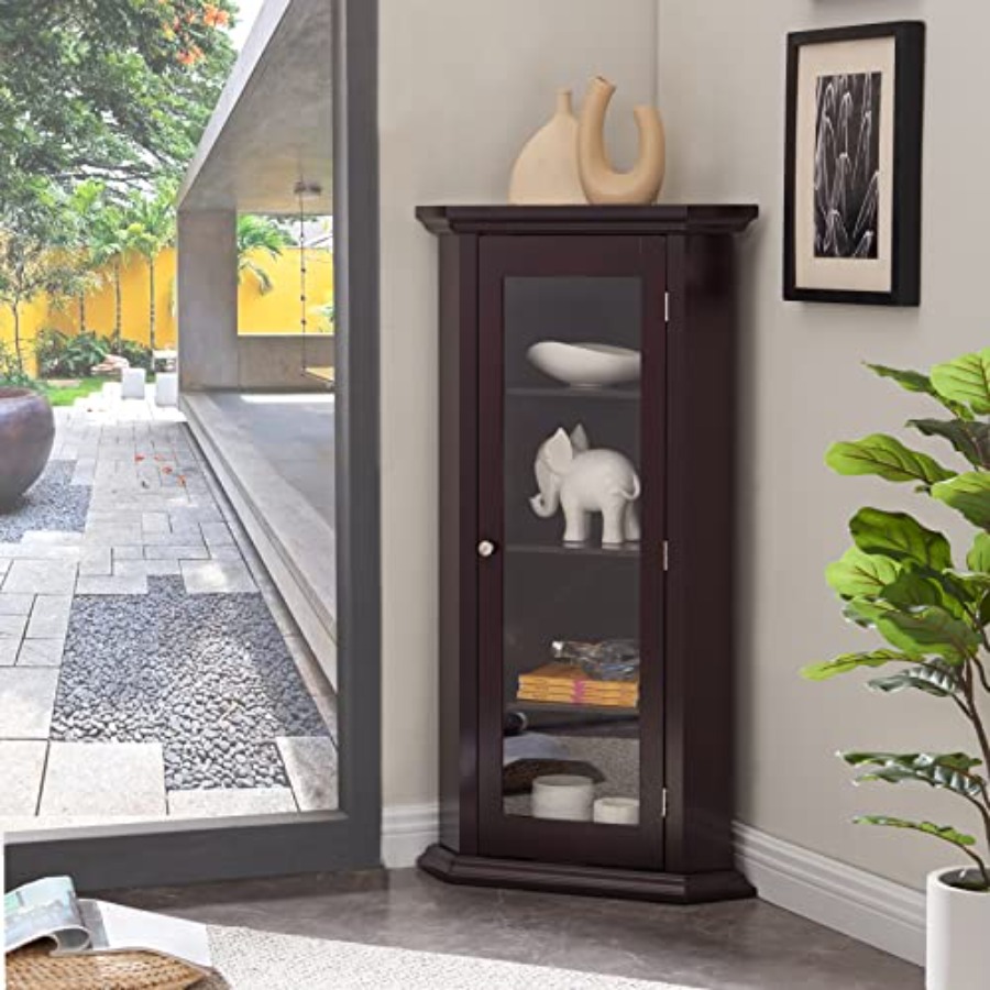Glass Cabinet Display - Vitrina esquinera para sala de estar,