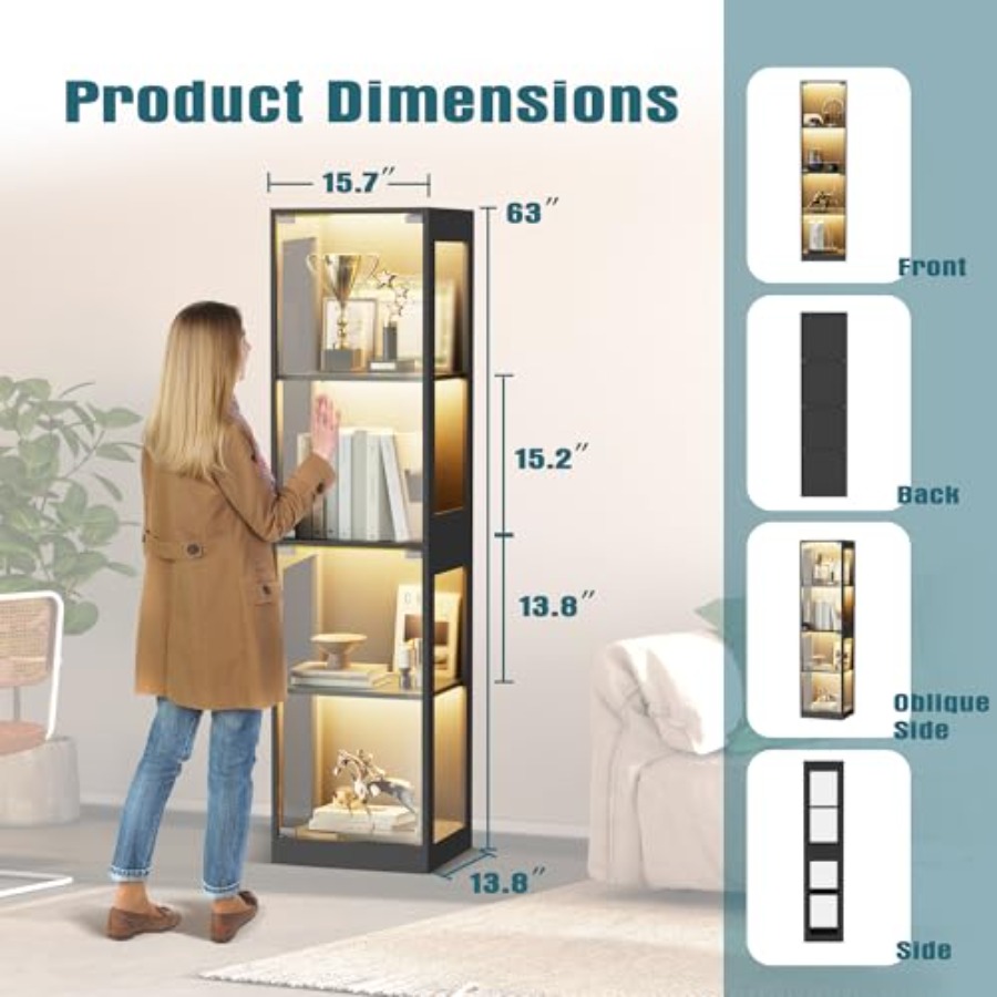 Vitrina de cristal con luces R - Glass Cabinet Display reseña y precio