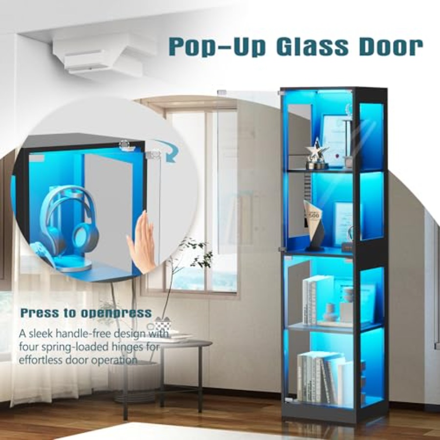 Vitrina de cristal con luces R - Glass Cabinet Display reseña y precio