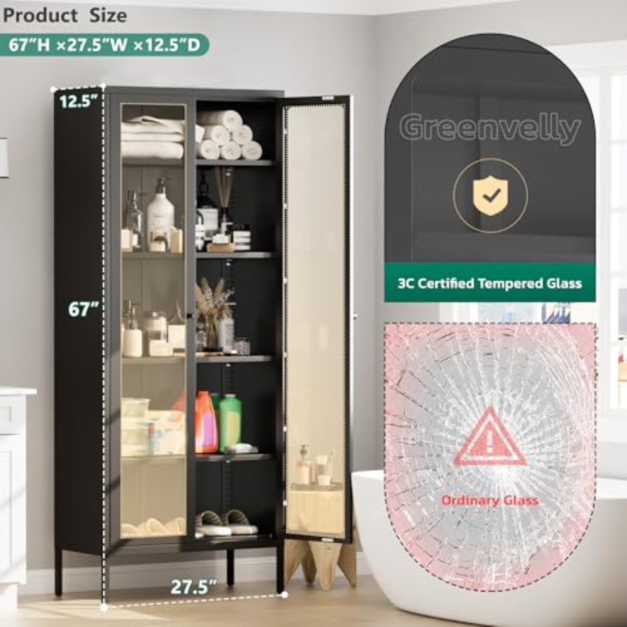 Vitrina Metálica de 67 Pulgada - Glass Cabinet Display reseña y precio